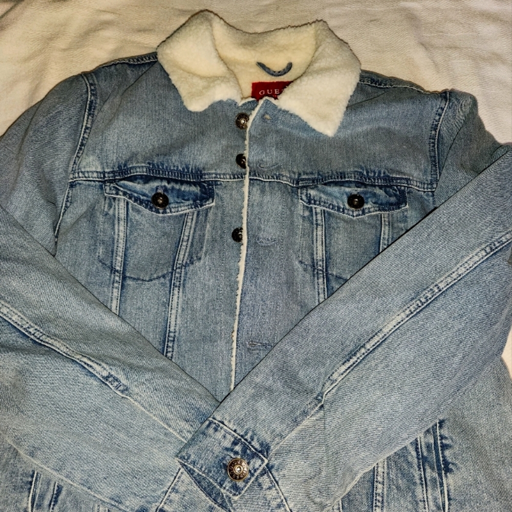 Guess faux fur lined denim jacket